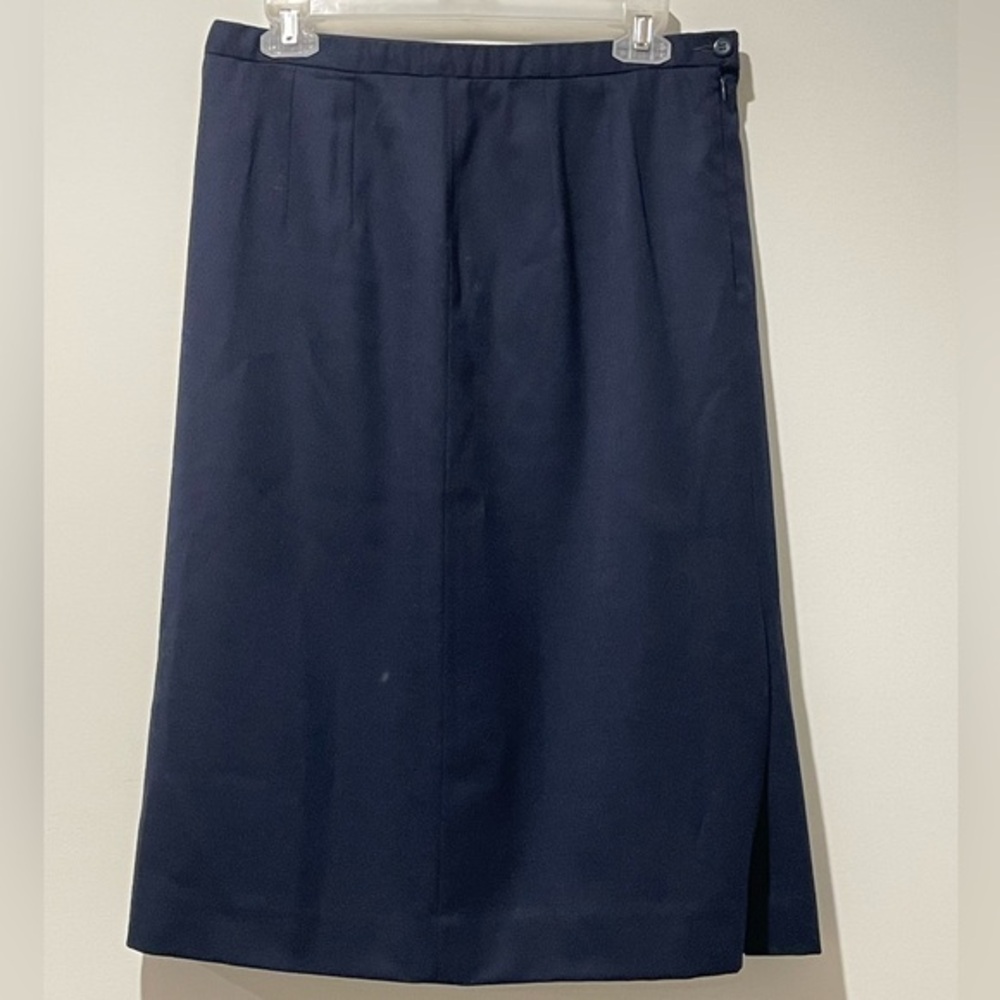 Pendleton Navy Blue 100% Virgin Wool Side Zipper Women's Skirt Sz‎ 12